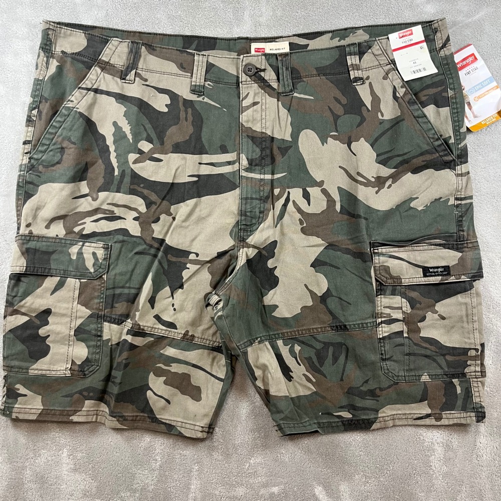 New‎ Wrangler Cargo Shorts Mens 48 Camo Five Star Relaxed Epic Soft Flex Outdoor